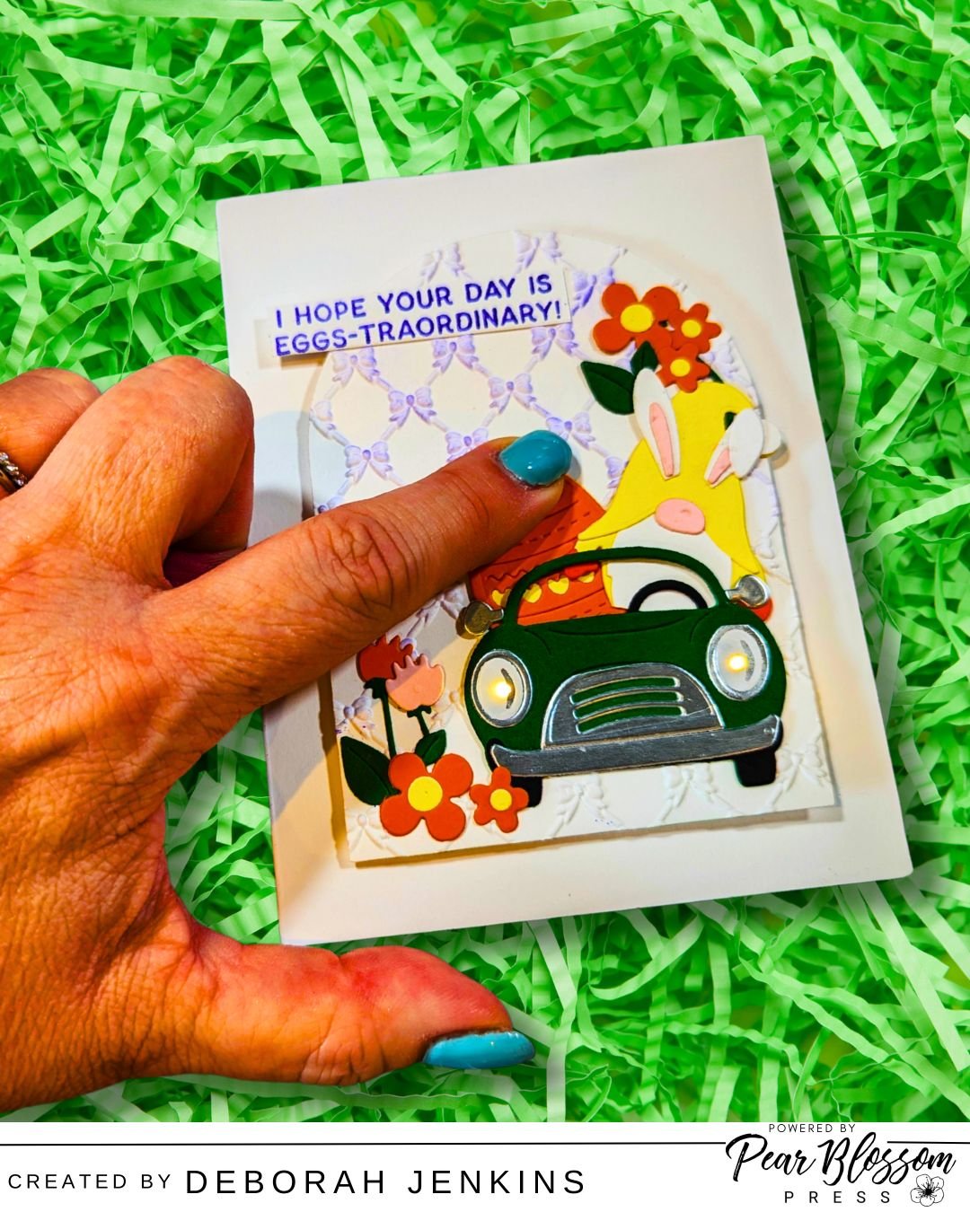 Eggs-traordinary Gnome Drive Light up Card.  PLUS a look at the new Cardmaker’s T Square