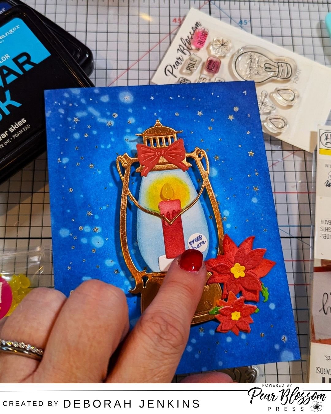 Create a Glowing Candle Lantern Card for Christmas debbie jenkins scrappy tails and pearblossom press light up lantern (2)