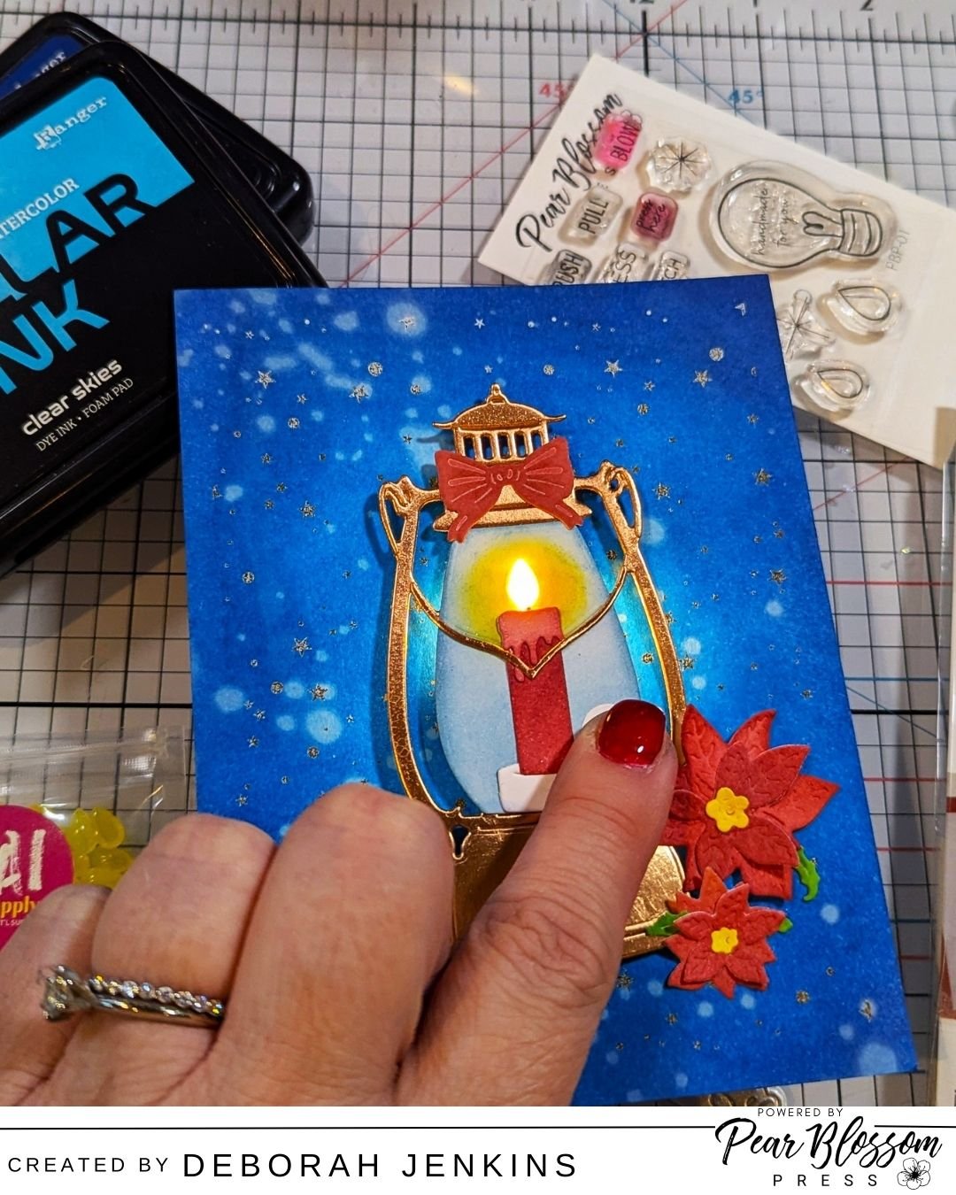 Create a Glowing Candle Lantern Card for Christmas debbie jenkins scrappy tails and pearblossom press light up lantern (3)